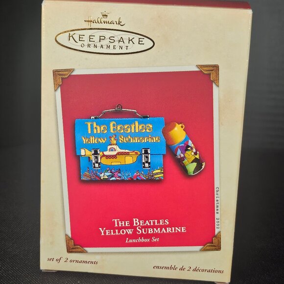 Hallmark 2002 The Beatles Yellow Submarine Lunch Box 2 Piece Ornament Set NIB - Picture 2 of 14
